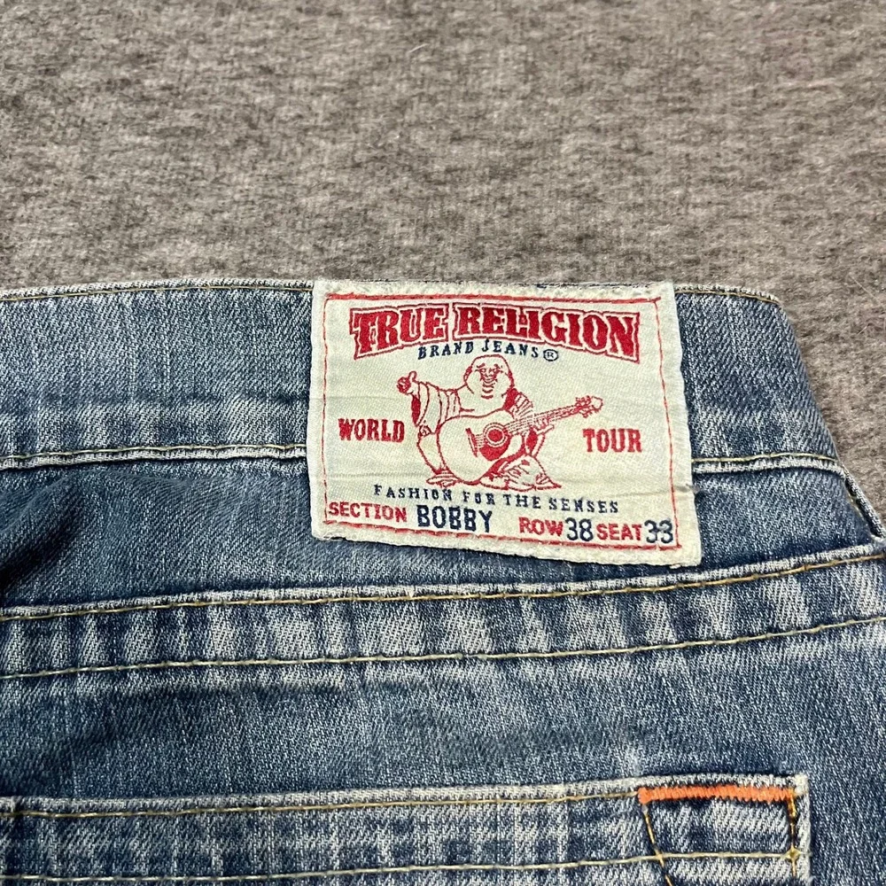 True Religion Bobby Flared Wide Leg Baggy Jeans Mens 38x33 Blue Denim Y2K Skater